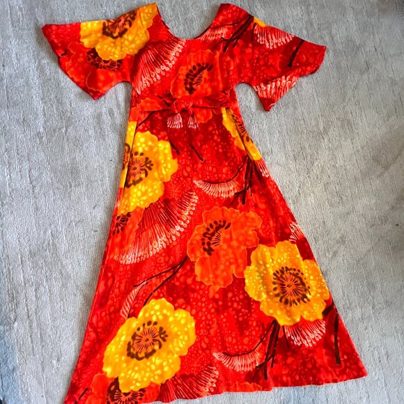 60's Hilo Hattie Dress - Maxi - Funky Floral - Bright & Vibrant - Size 12 - Picture 2 of 11